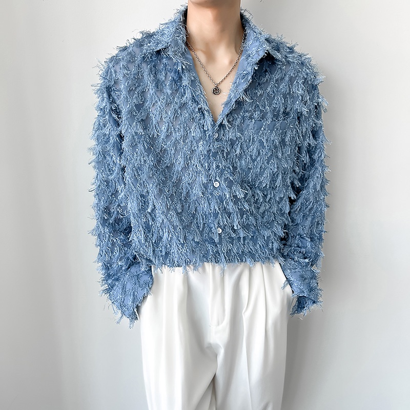Áo mùa thu nam nữ Unisex dài tay thiết kế Feel Hàn Quốc mờ Top Ig lông tua kiêng