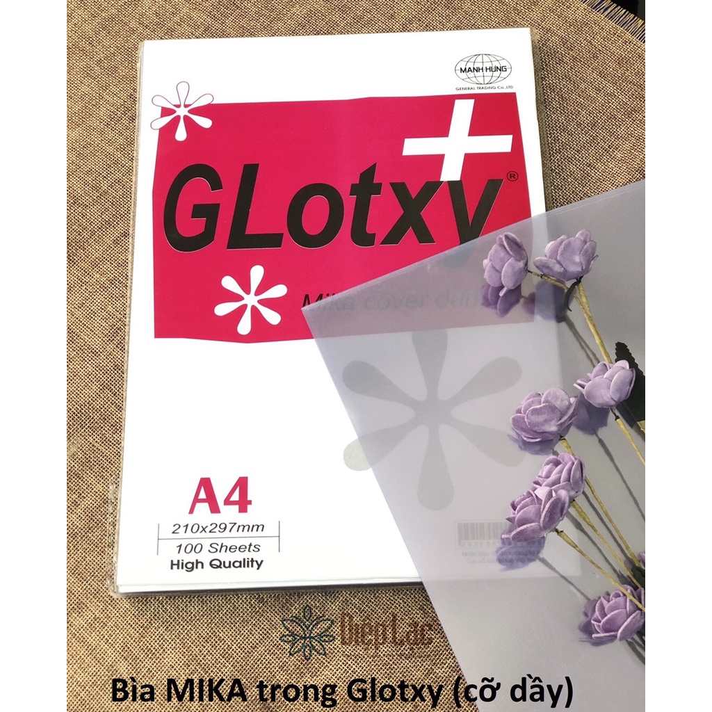 Bìa bóng kính/Bìa Mika A4 (100 tờ/tập) - hàng chuẩn chất lượng - vpp Diệp Lạc