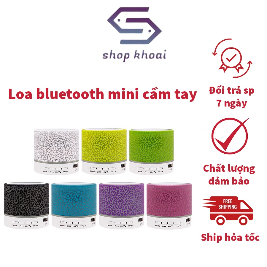 Loa Bluetooth mini cầm tay âm trầm ấm hiển thị đèn LED nhấp nháy theo nhạc, thời gian sử dụng pin liên tục 5 giờ