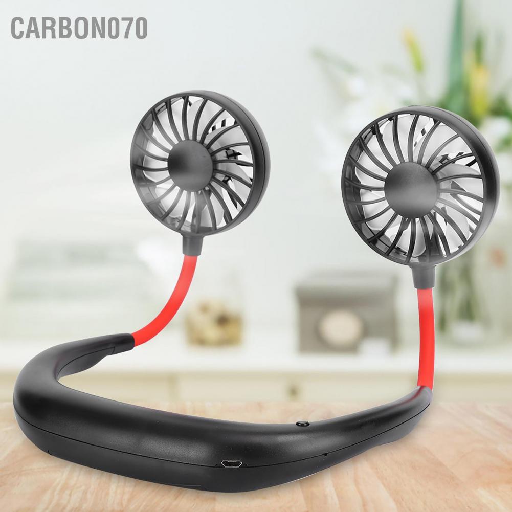 🌟Hàng Sẵn Quạt đeo cổ mini fan USB 3 cấp độ gió siêu mát mùa hè cầm tay để bàn kép USB có thể sạc lại Kiểu treo cổ lười biếng