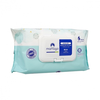 Khăn ướt mamago không mùi 100 tờ / 80 tờ - 99.9% nước tinh khiết, an toàn dịu nhẹ - Chính hãng Kidsplaza