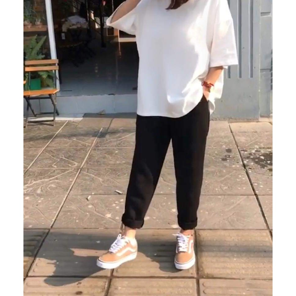 Quần baggy trơn kaki nam nữ form unisex