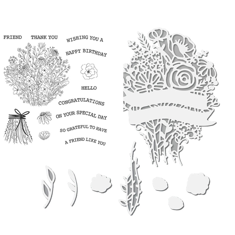 Bộ Khuôn Cắt Dập Nổi Trang Trí Album Hình Hoa Kèm Thẻ