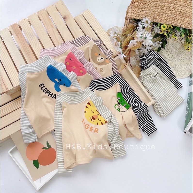 BỘ KẺ DÀI TAY CHO BÉ GÁI/TRAI HỌA TIẾT HÌNH THÚ SIÊU XINH