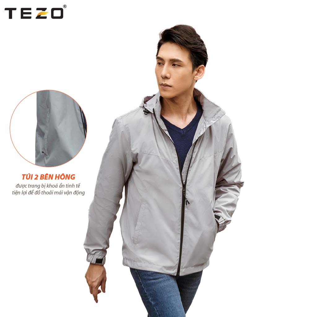 Áo gió nam hai lớp TEZO khoác vải gió dày dặn, Dáng trẻ trung, Năng động mã 2109AG2T02