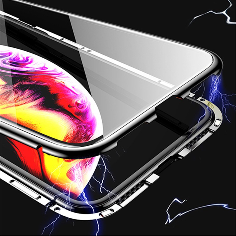 Ốp điện thoại mặt kính hít nam châm tiện lợi dành cho Apple iPhone 6 6s 7 8 Plus X XR XS Max
