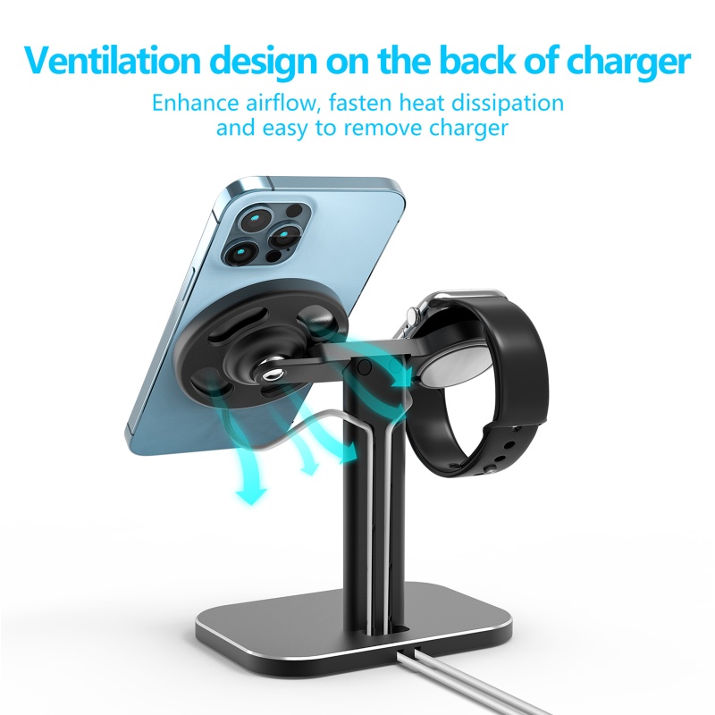 Đế Sạc Không Dây IOR 2 Trong 1 Cho Iphone 12 / iWatch