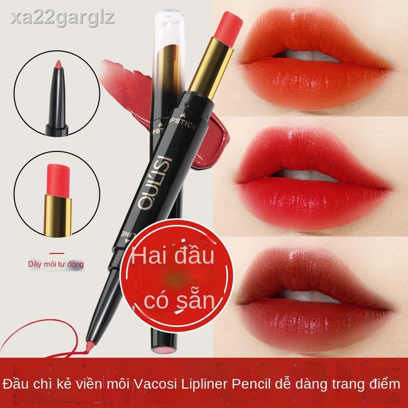✒❇✉Son môi hai đầu chì kẻ viền tự động, không thấm nước và bền màu, phai, phai dòng mờ móc cọ môi.