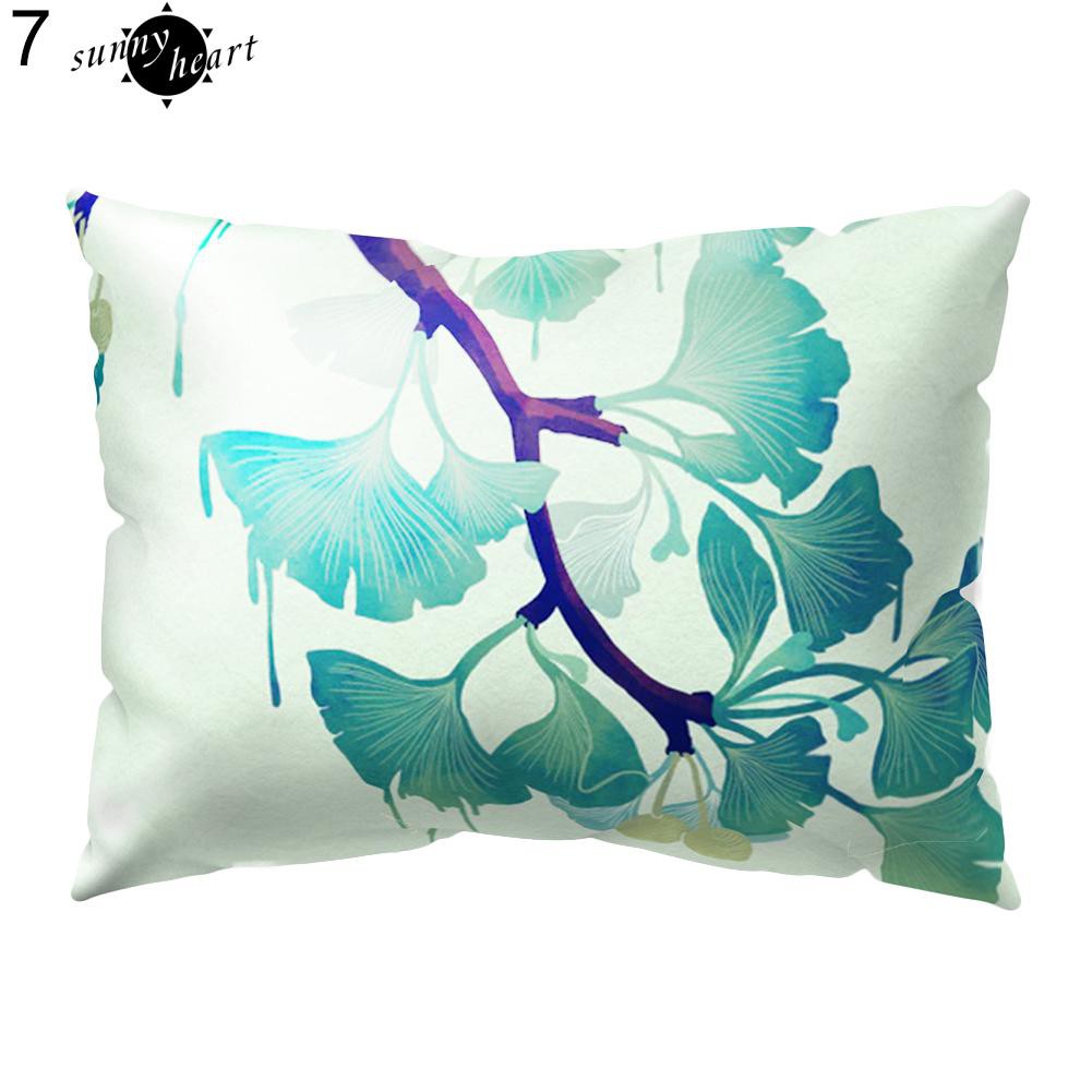 Áo gối khổ chữ nhật 30cm x 50cm in họa tiết lá cây nhiệt đới bắt mắt dùng để trang trí nội thất