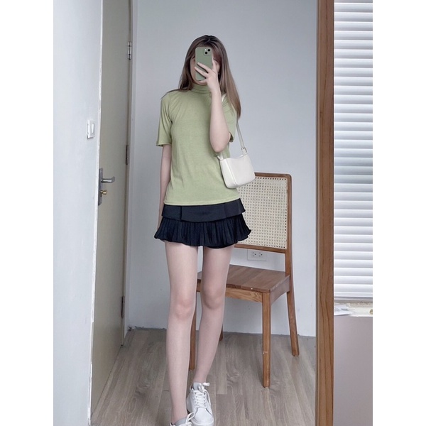 SET 3 ÁO CỘC TAY CAO CỔ BASIC ( Ảnh thật )