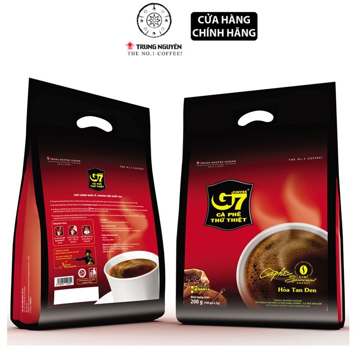 Cà phê Trung Nguyên G7 hòa tan đen - Bịch 100 sachets