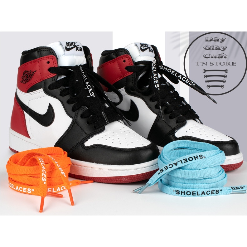 Dây giày dẹt OFF WHITE có chữ SHOELACES Nike Air Force 1 (AF1), Nike Air Jordan (AJ) 120 -160 cm [ Bán theo cặp ]