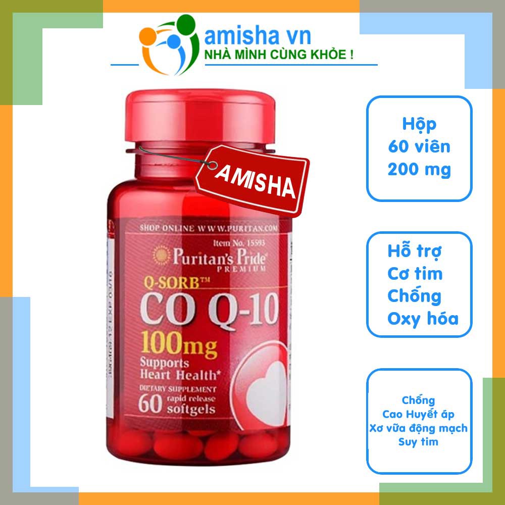 Viên Uống Q-SORB CoQ-10 200mg - 100mg Hỗ Trợ Tim Mạch Puritan's Pride