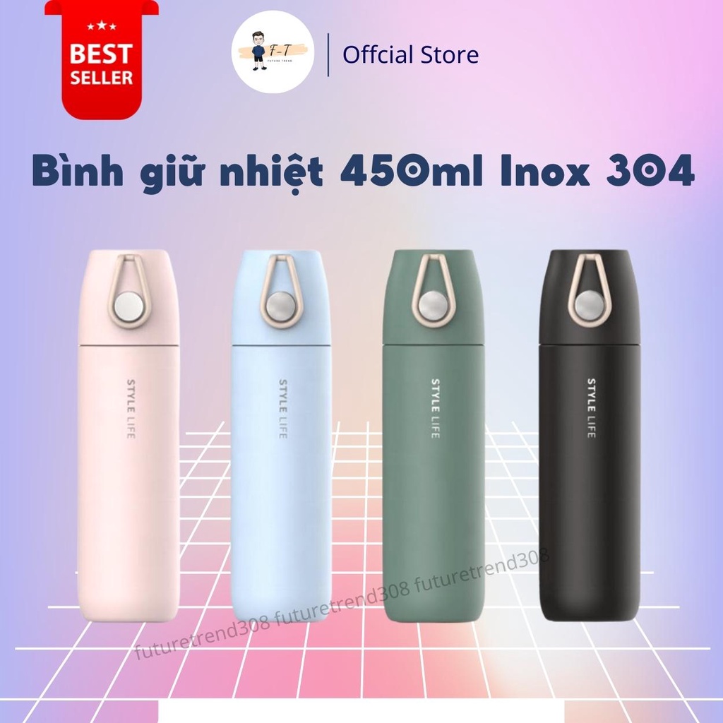 Bình Giữ Nhiệt Nóng Lạnh, Bình Giữ Nhiệt 450ml Inox Cao Cấp Siêu Tiện Lợi BGN001