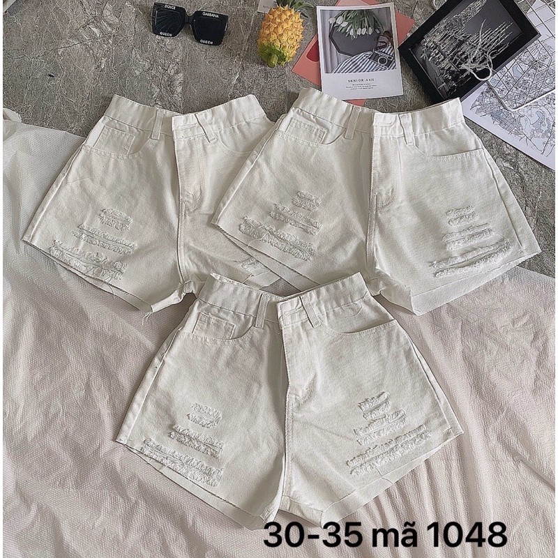 Quần short jean nữ bigsize. Lưng cao rách kiểu tầng. Quần short jean nữ size đại 40kg-80kg