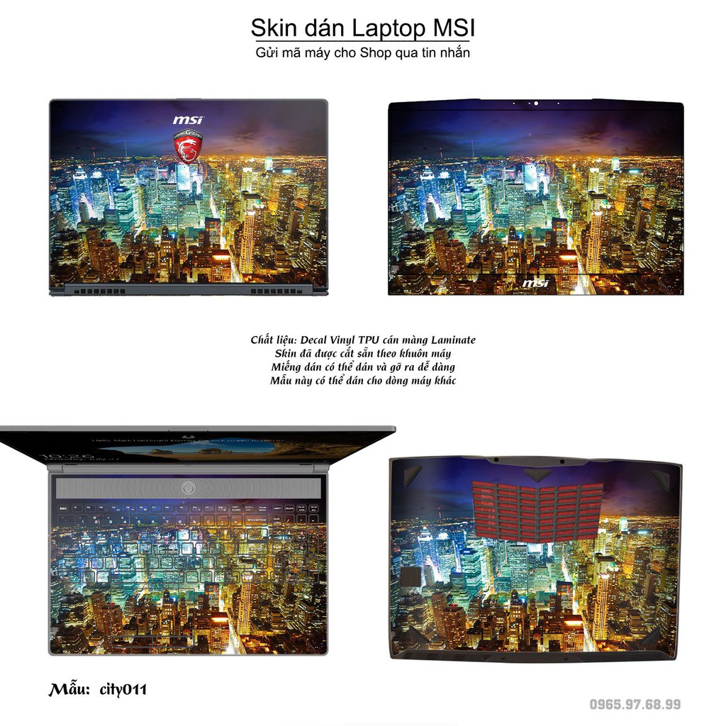 Skin dán Laptop MSI in hình thành phố nhiều mẫu 2 (inbox mã máy cho Shop)