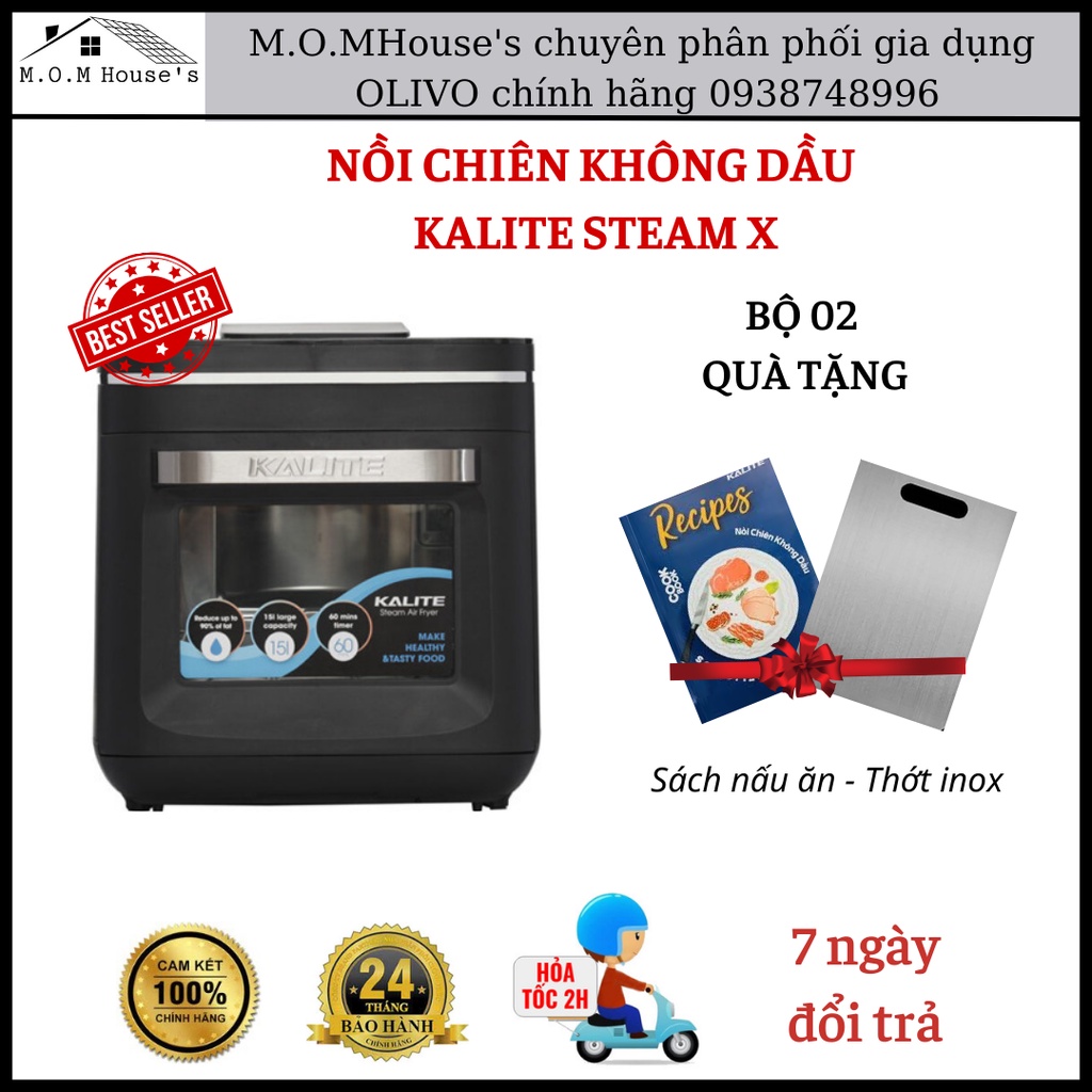 Nồi chiên không dầu Kalite SteamX_M.O.M house's_9 chức năng, chiên hơi nước kết hợp hấp_CS 2620W_Quà tặng 279k