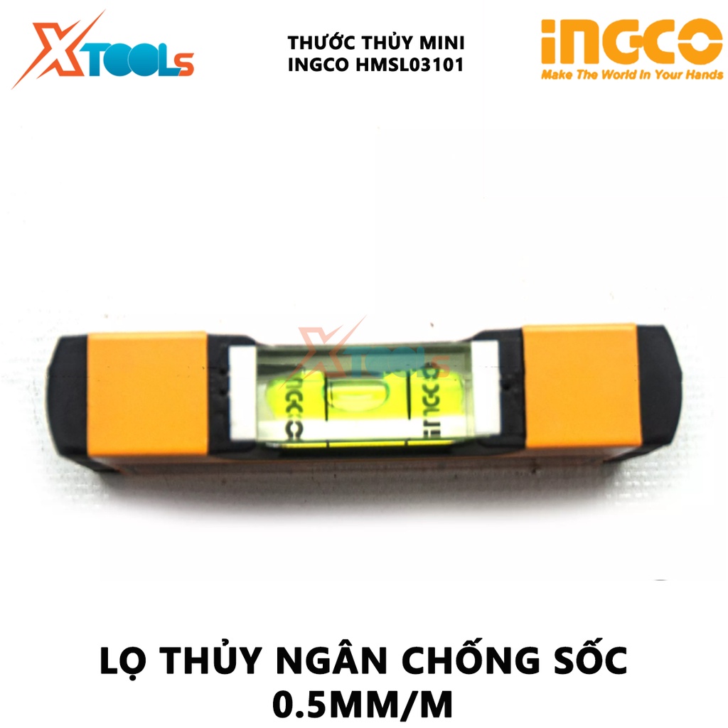 Thước thủy mini có từ INGCO HMSL03101 |Thước thủy 10cm Tiêu chuẩn VPA là sản phẩm