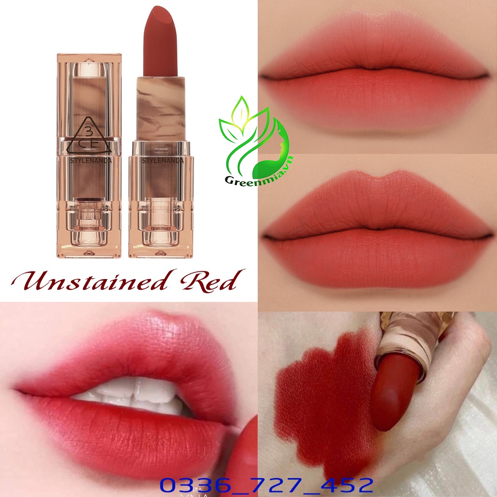 Son Thỏi 3CE Soft Matte Lipstick Eternal Warm Sensual Breeze Unstained Red Phiên Bản Giới Hạn Vân Đá CHÍNH HÃNG