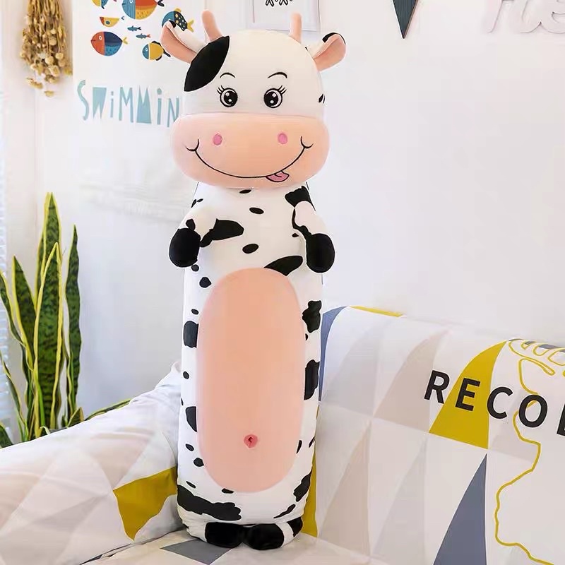 Gấu bông bò sữa, gối ôm hình thú nhồi bông cho bé trăm phần trăm siêu to siêu nhiều sữa - vải nhung co giãn 4 chiều TK11