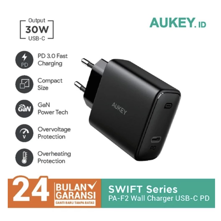 Bộ Sạc Aukey PA-F2 Swift Series 30W PD Chuyên Dụng