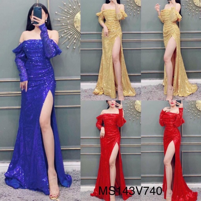 ẢNH VÀ VIDEO THẬT 1000% , đầm body kim sa rớt vai