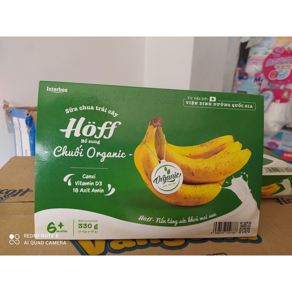 Sữa chua hoff Organic vị chuối - Lốc 6 hũ x 55g