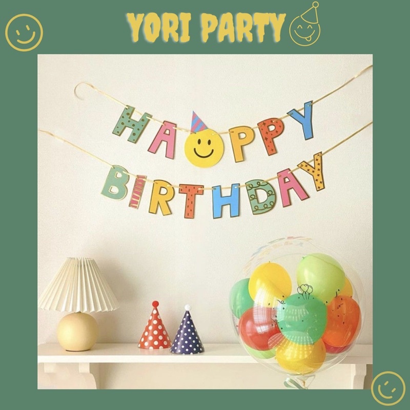 Dây Cờ Happy Birthday Mặt Cười Ngộ Nghĩnh Trang Trí Sinh Nhật - Yori Party