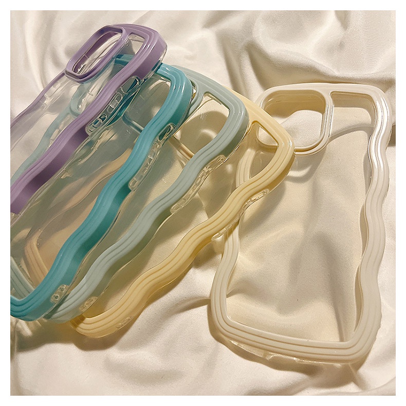 Ốp Điện Thoại Chống Sốc Màu Macaron Viền Gợn Sóng Cho IPhone 14 pro max 13 12 11 Pro Max 8 7 Plus X XS XR