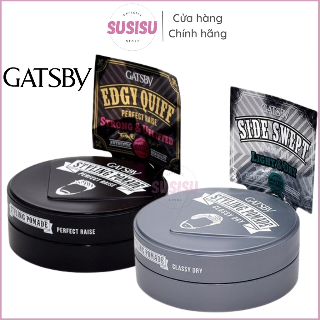 Sáp vuốt tóc GATSBY Styling Pomade Dry 75g ( Xám - Đen)/Sáp tạo kiểu tóc nam GATSBY 75g/Xáp wax tóc giữ nếp