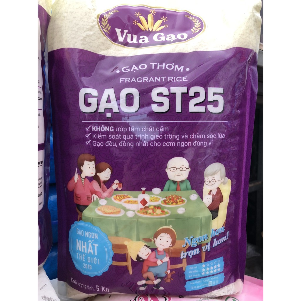 Gạo thơm Vua Gạo ST25 túi 5kg