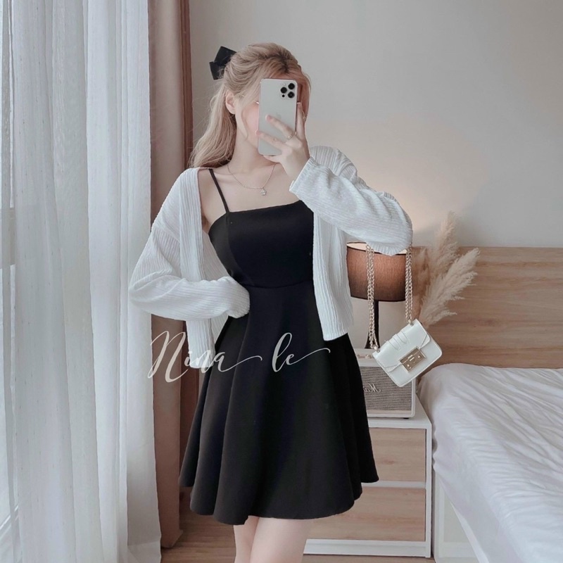 (SHOP BIGSIZE nữ 50kg đến 90kg ) set đầm kèm áo khoác đi chơi, dạo phố