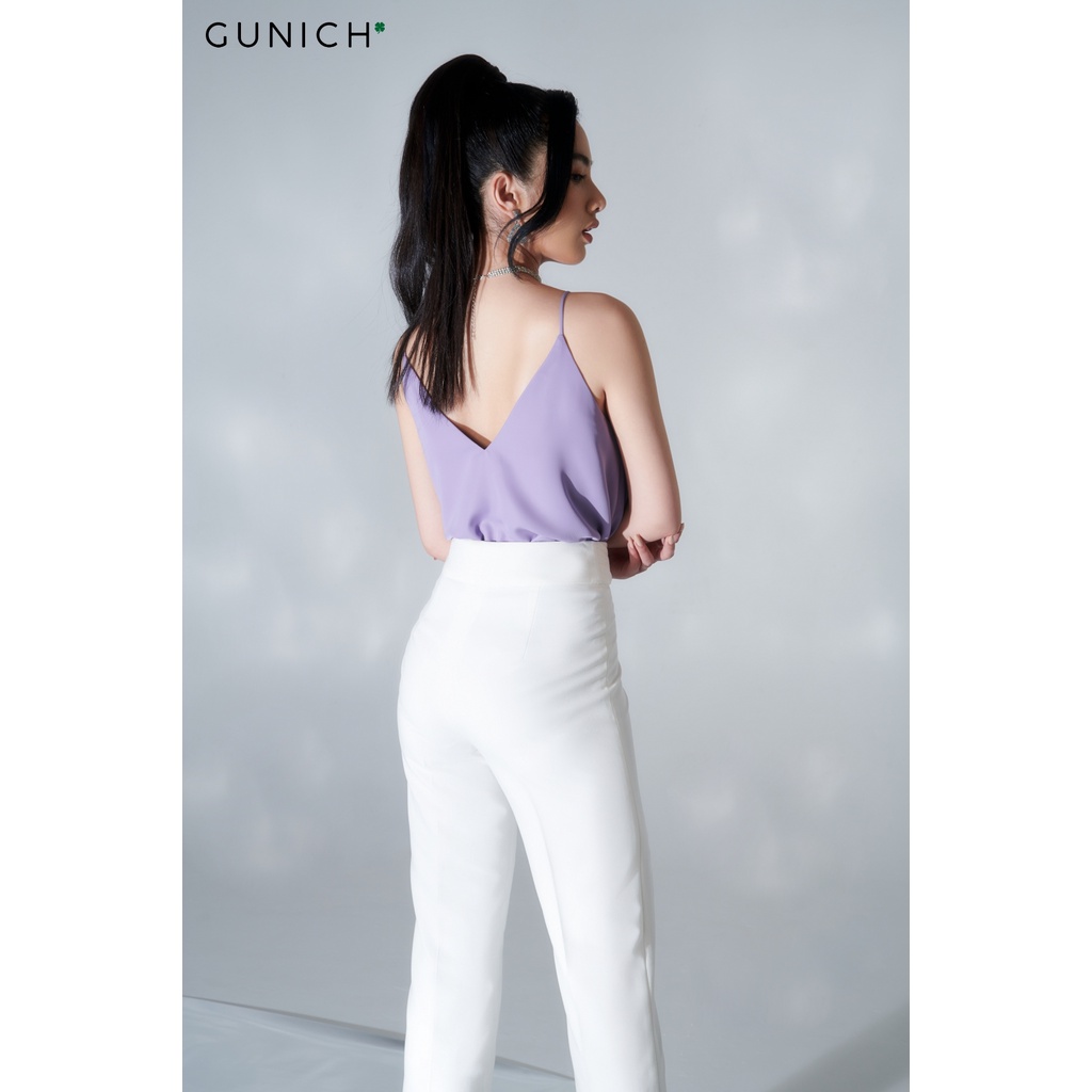 Quần Baggy ống đứng nữ dập ly, 2 khuy, vải cotton vân cao cấp GUNICH