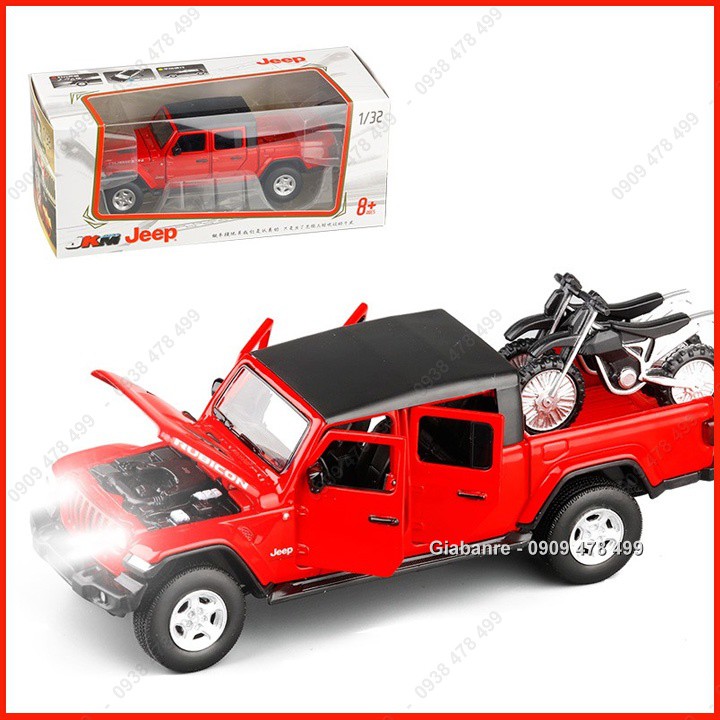 Xe Mô Hình Kim Loại Bán Tải Jeep Rubicon Gladitor Kèm 2 Moto - Tỉ Lệ 1:32 – 9732