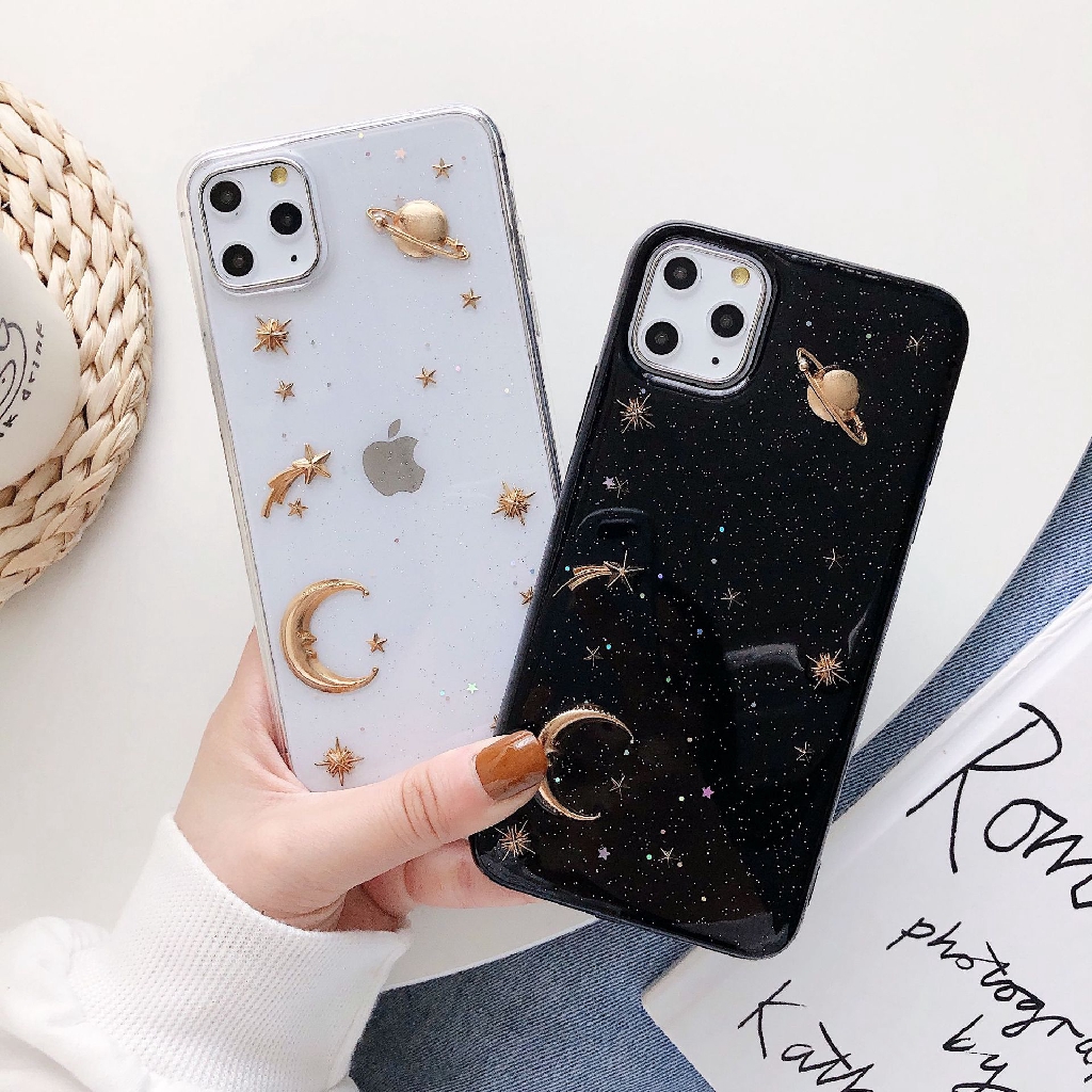 Ốp điện thoại hình bầu trời sao vàng 3d cho iphone 5/5s/6/6s/6plus/6s plus/7/8/7plus/8plus/x/xs/xs max/11/11pro max | BigBuy360 - bigbuy360.vn