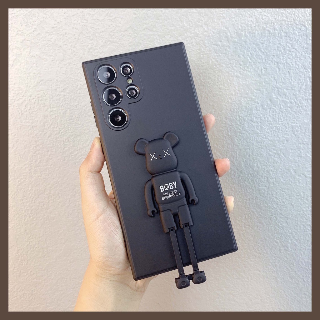 Ốp Điện Thoại TPU Dẻo Vuông Có Giá Đỡ Hoạt Hình Samsung Galaxy S23 S23 + S22 S21 S20 Note 20 10 Ultra Plus FE