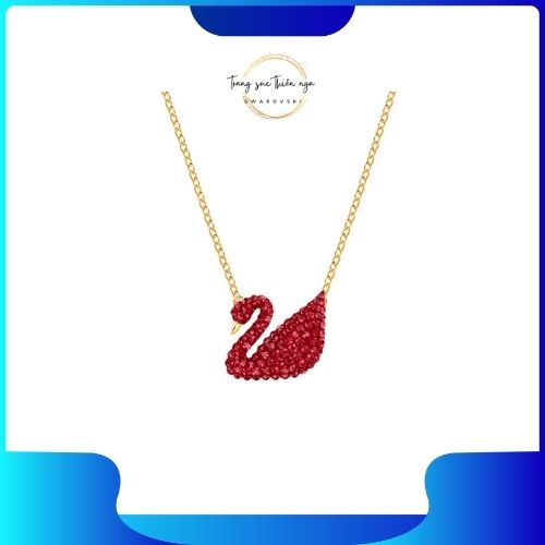 Dây Chuyền Swarovski, Vòng Cổ Nữ Thiên Nga Đỏ Dây Vàng Cao Cấp Fullbox - Trangsucthiennga