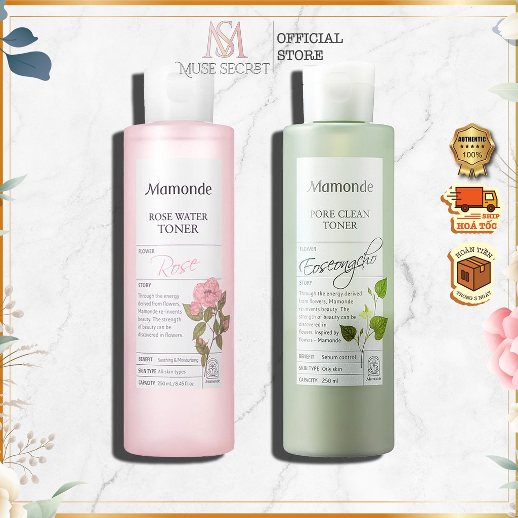 [Quà Tặng Khẩu Trang] Nước Hoa Hồng Mamonde - Cung cấp độ ẩm, kiềm dầu, se khít lỗ chân lông 250ml