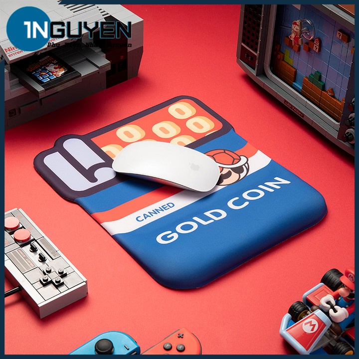 Lót Chuột Máy Tính, Laptop Mario Gold Coin Đệm Silicon Chống Mỏi Chai Tay, Lót Chuột Gaming