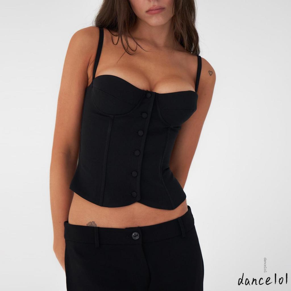 Áo Tank Top Hở Lưng In Hoa Hoạt Hình dance1o1