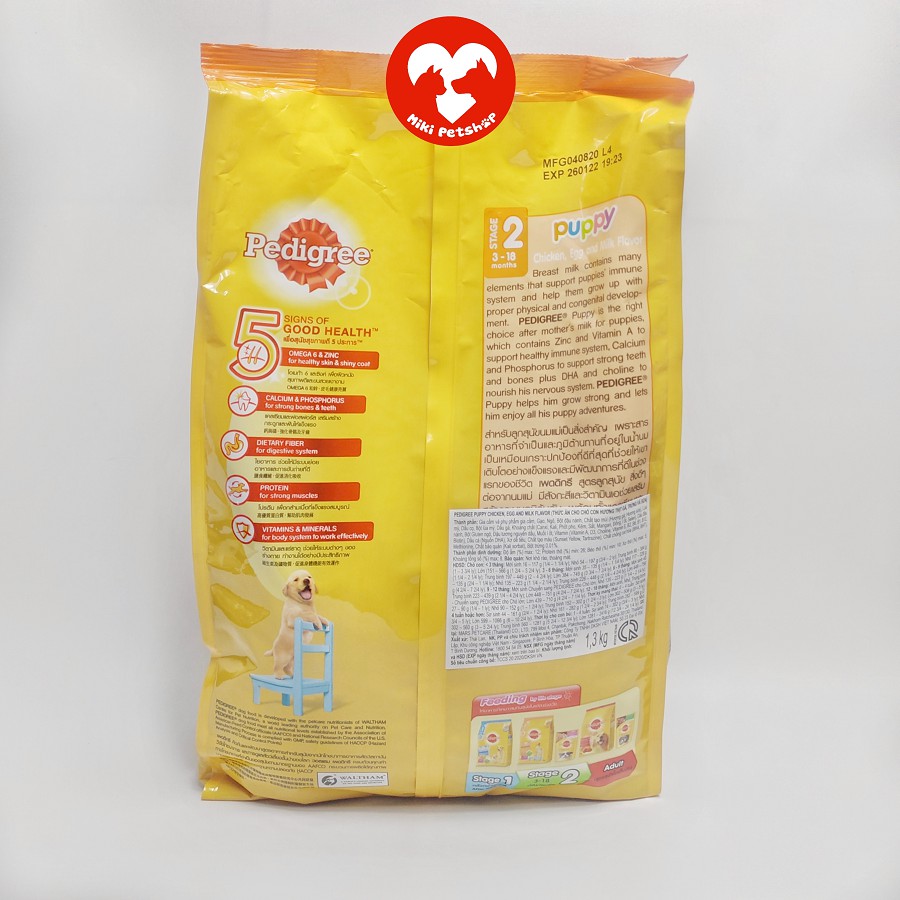 Thức Ăn Cho Chó Con Hạt Pedigree Puppy Túi 1.3kg Vị Gà Trứng Sữa - Miki Petshop