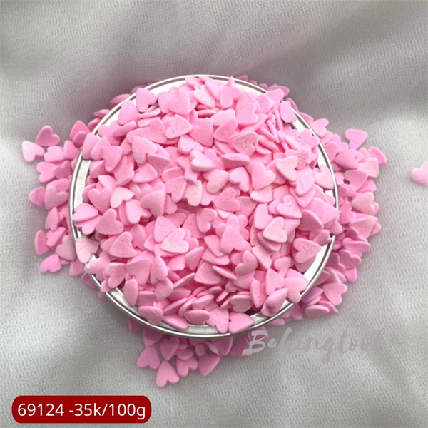 Cốm trang trí bánh tim hồng dẹt