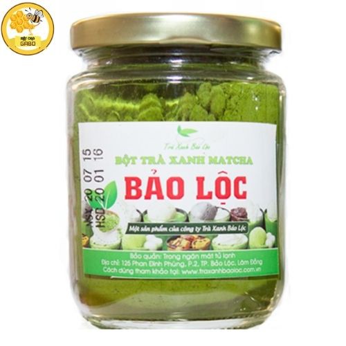 Bột Trà Xanh Matcha Bảo Lộc đóng hũ thuỷ tinh 100g - 100% búp trà tươi sấy khô tán nhuyễn