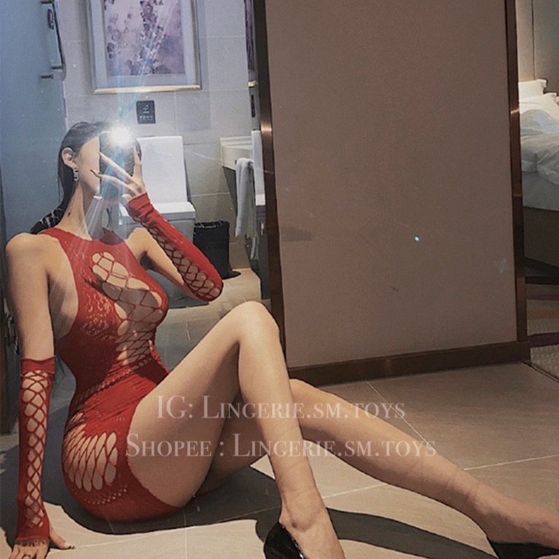 Váy Body Lưới Sexy Kèm Găng Tay Quyến Rũ • Váy Ngủ Ôm Cơ Thể Gợi Cảm QR8068
