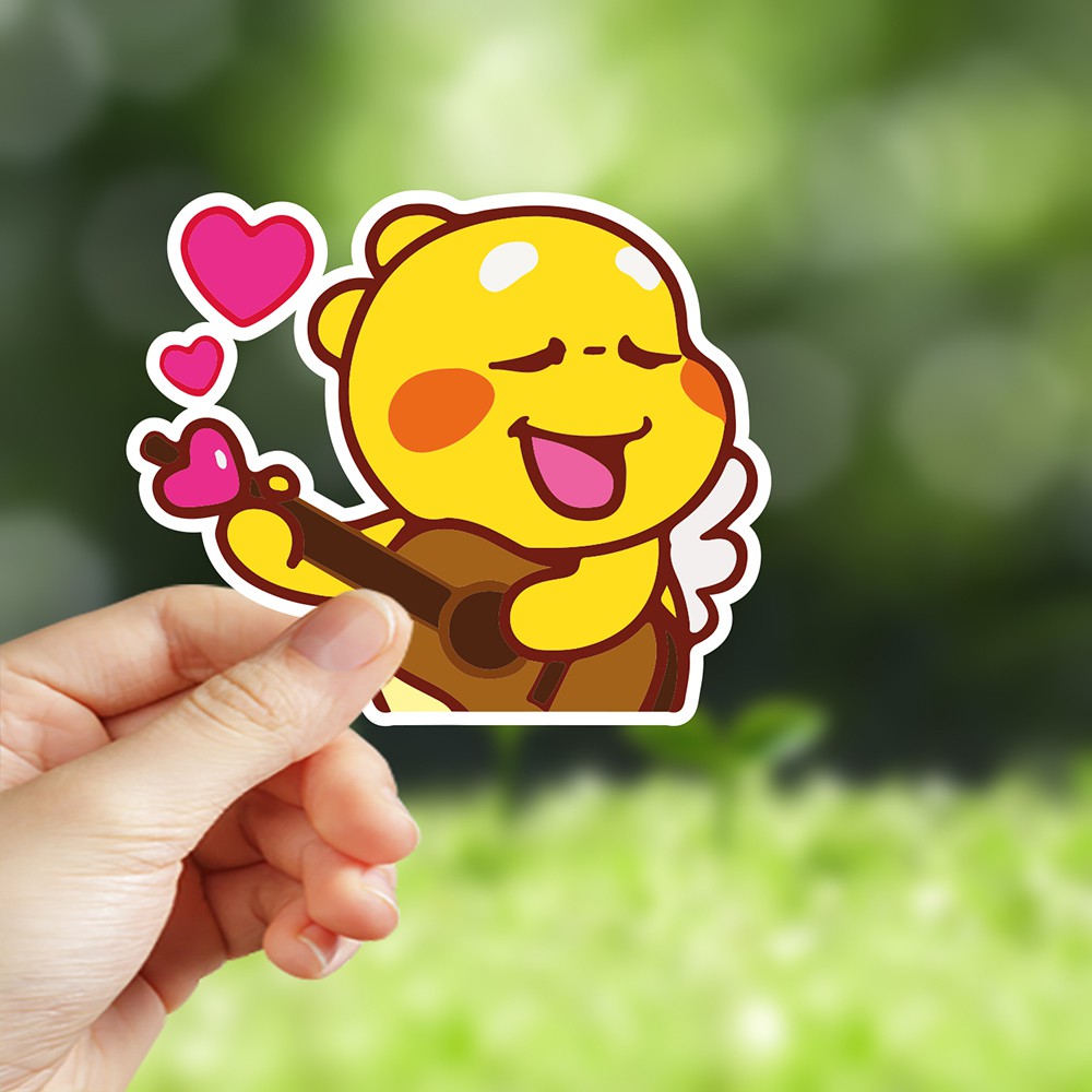 Bộ 24 hình dán Tem rồng con siêu cute, Chủ đề Tình Yêu được cắt sẳn bằng máy chống nước dùng trang trí