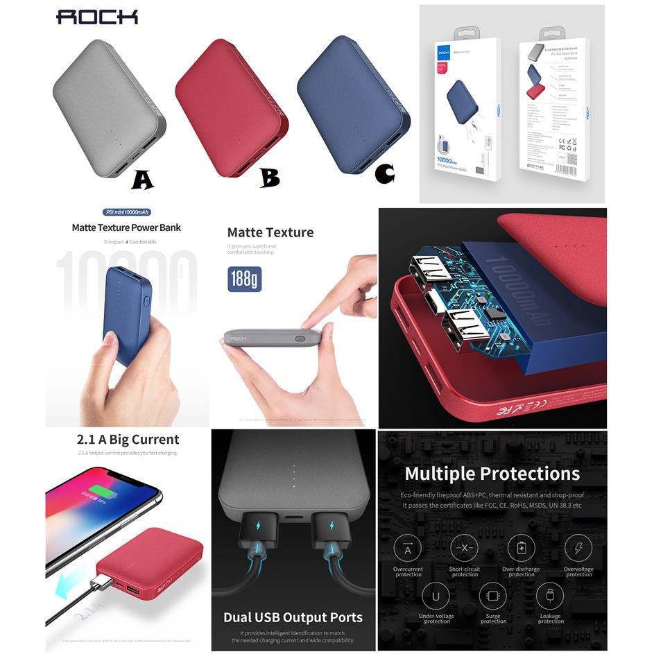 Sạc Dự Phòng Rock Mini P51 2 Cổng Dung Lượng 10000 mAh