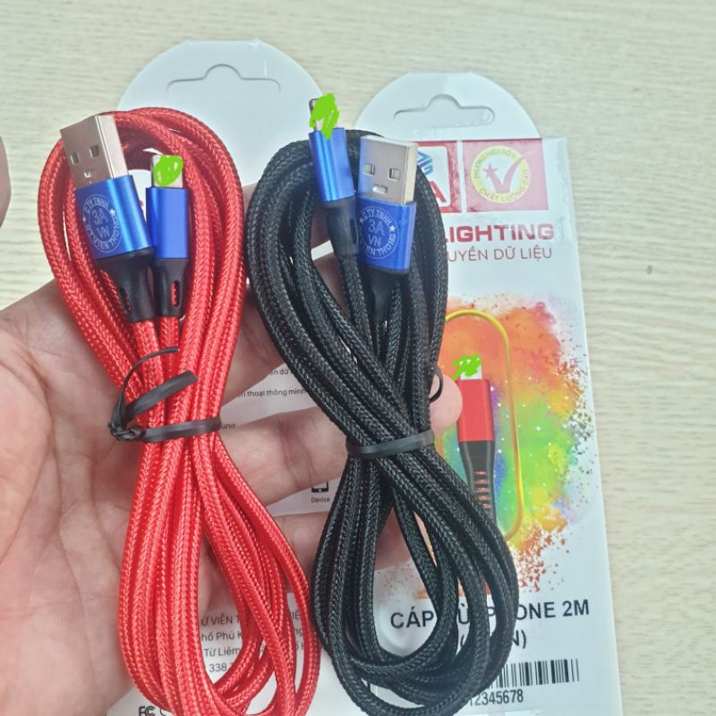 Cáp  sạc ip5/6/7/8/x/xsm .dù 1m chân lightnling .bảo hành 12 tháng