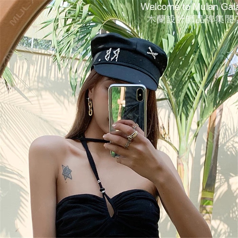 Mũ kepi lụa RB đính đá
