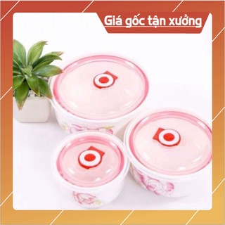 Hộp đựng thức ăn 3 bát sứ có nắp hút chân không