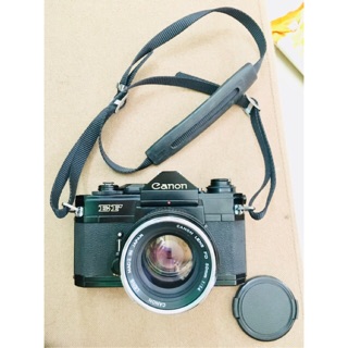 Máy ảnh chụp film Canon EF + lens Canon FD Crom 50mm f1.4